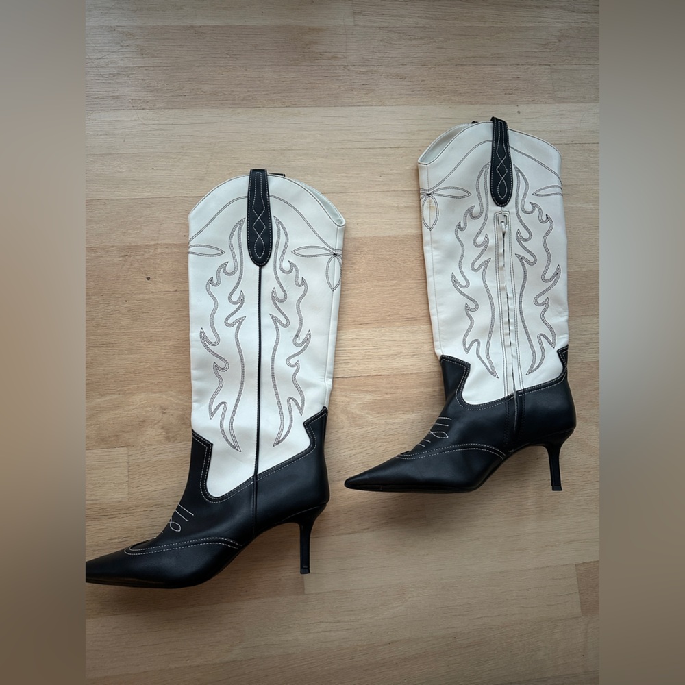 INC Hayleigh Vegan Leather Knee-High Heeled Cowgirl Boots, Size 6.5M, NWOB - Picture 3 of 10